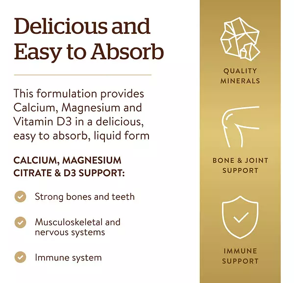 Salud y Equipamiento Médico - Solgar Citrato Liquido De Calcio Y Magnesio Con Vitamina D3 4
