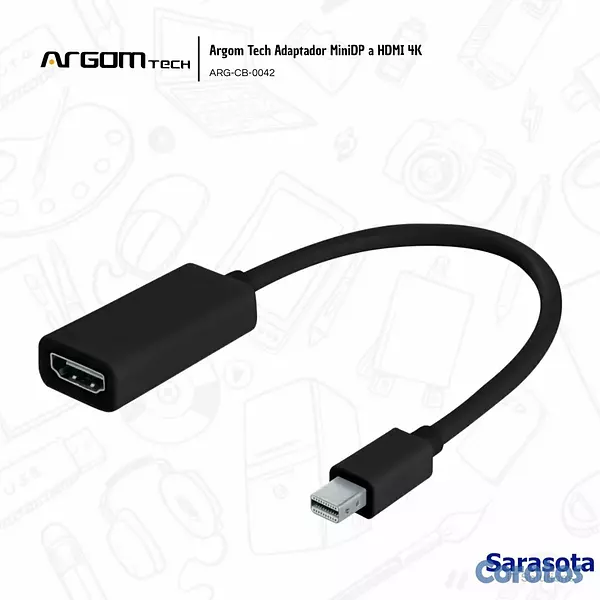 accesorios para electronica - Argom Tech Adaptador MiniDP a HDMI 4K ARG-CB-0042 2
