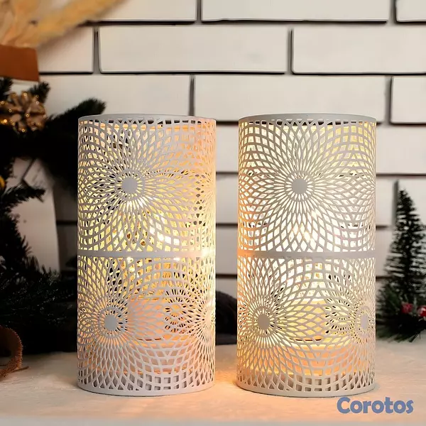 decoración y accesorios - Lámpara Decorativa de Metal con Vela LED – Luz Agr 6