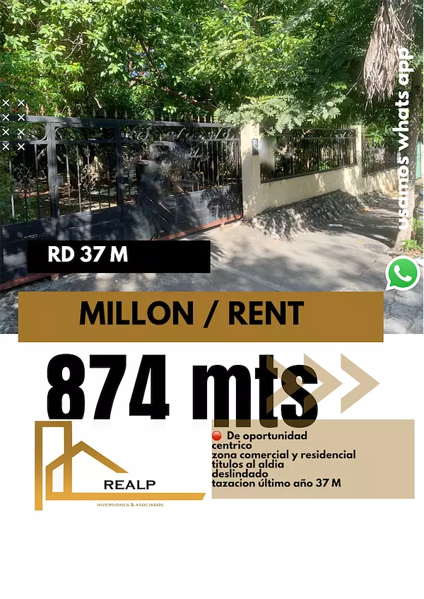 solares y terrenos - Solar en el millon 874 metros 1