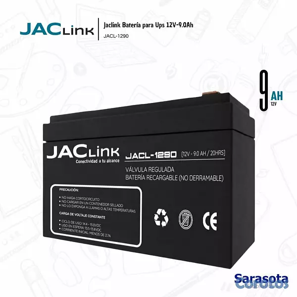 accesorios para electronica - Jaclink Bateria 12V 9.0Ah JACL-1290 2