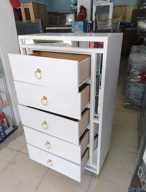 muebles y colchones - Biuro de 5 Gavetas en Madera 
Disponible en Color Blanco  9