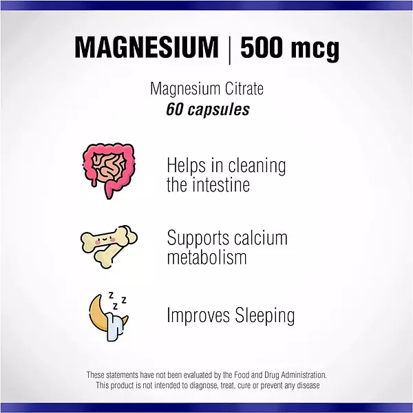 Salud y Equipamiento Médico - Citrato De Magnesio 500mg 60 Cápsulas De Natural Systems 3