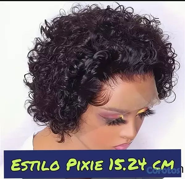 joyas, relojes y accesorios - Peluca Pixie, 100% humano, 150% densidad, Día de l 3