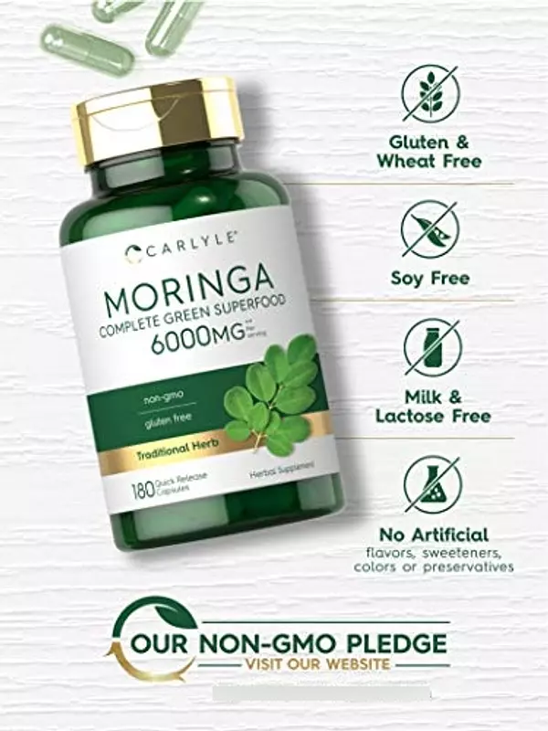Salud y Equipamiento Médico - Moringa Oleifera | 180 Capsulas - Carlyle 4