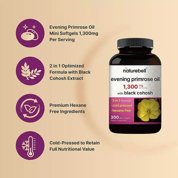 Salud y Equipamiento Médico - Aceite De Onagra Naturebell Con Cohosh Negro, 1,300 Mg Por P 4