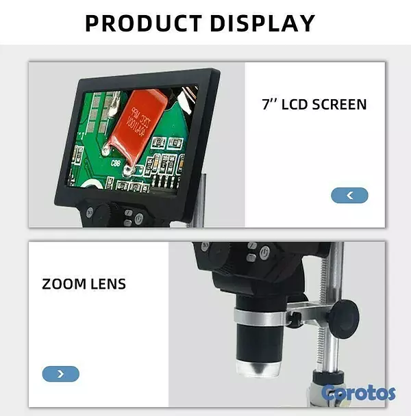 equipos profesionales - Microscopio USB digital con pantalla 7 pulgadas 1200X HD soporte ajustable 8