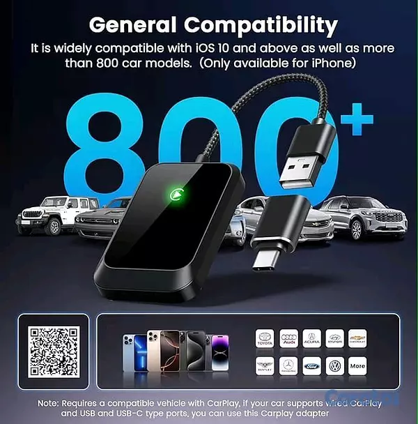 accesorios para electronica - Adaptador inalámbrico CarPlay para iPhone - Con cable a inalámbrico 5