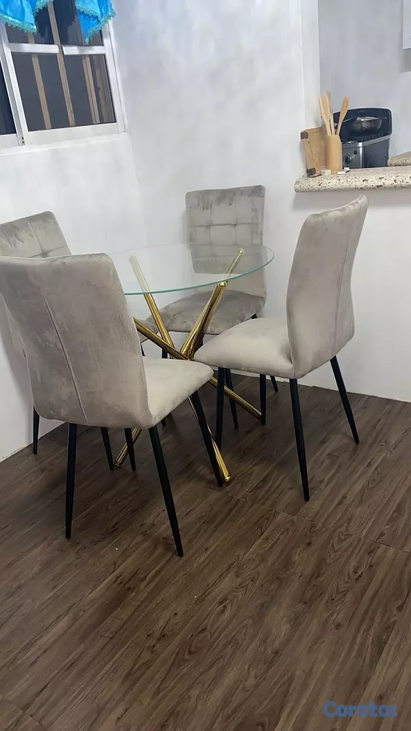muebles y colchones - comedor de 4 sillas mesa en cristal  2