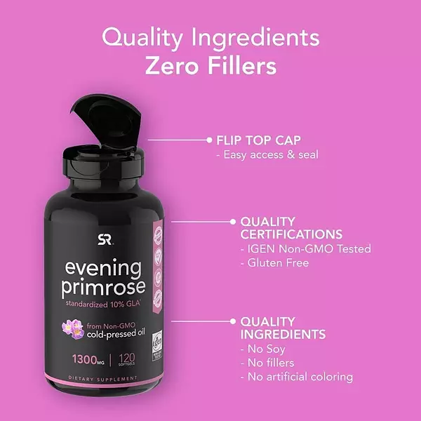 Salud y Equipamiento Médico - Aceite De Onagra 1300 Mg Sin Gmo Y Sin Gluten 120 Capsulas 4