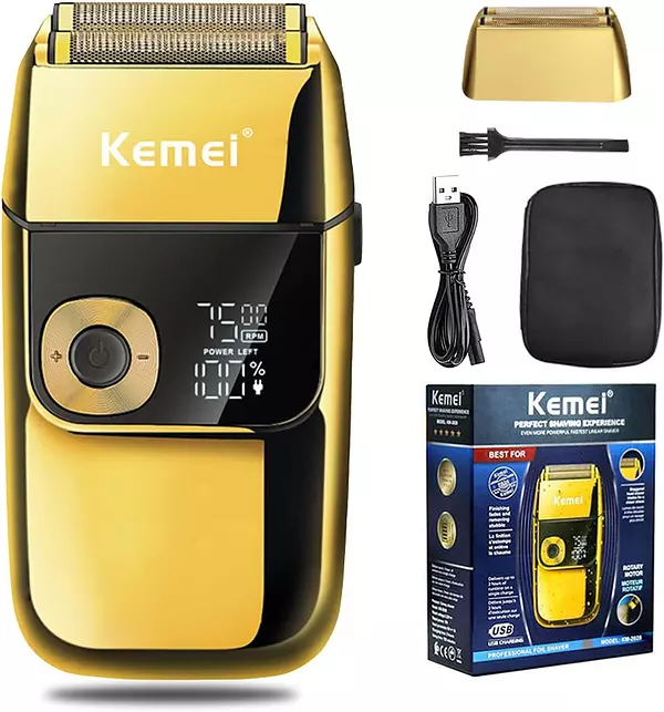 salud y belleza - KEMEI Maquinillas de afeitar eléctricas para hombres, pantalla LCD, abejon 9