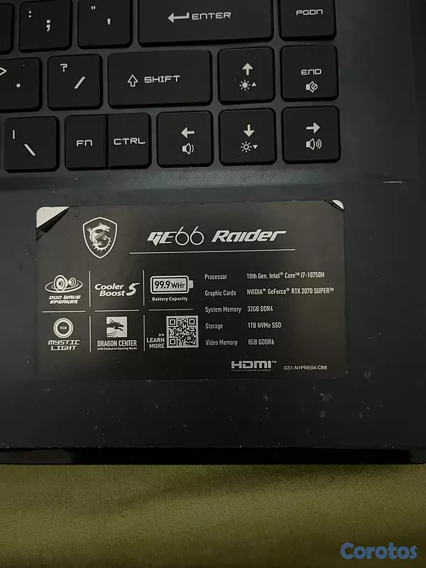 computadoras y laptops - Laptop MSI GE66 Raider (Intel® 10th Gen)(GeForce R 5