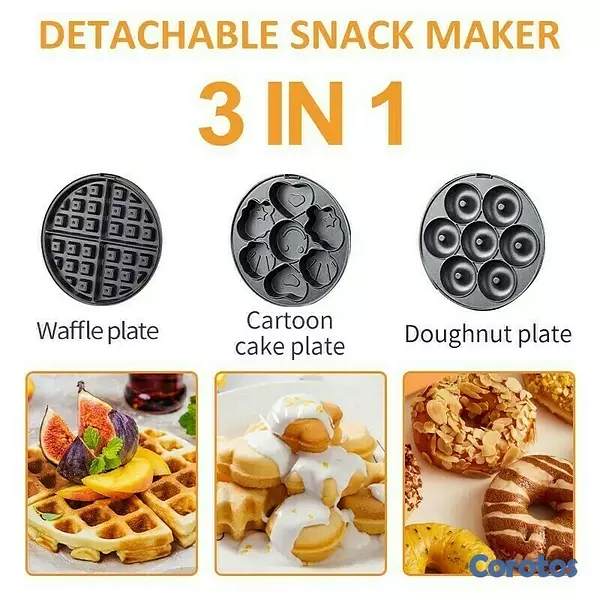cocina - Máquina de sándwich máquina de donuts de gofres desmontable 3 en 1 máquina  5