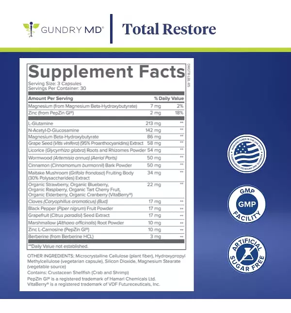 Salud y Equipamiento Médico - Gundry Md Total Restore Soporte Intestinal Premium 90 Cap 2