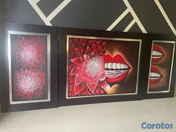 decoración y accesorios - vendo juego de 3 cuadros valorados en RD$8000 pesos de oportunidad en RD$3000 5