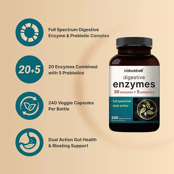 Salud y Equipamiento Médico - Enzimas Digestivas Con Prebioticos 400 Mg Naturebell 3