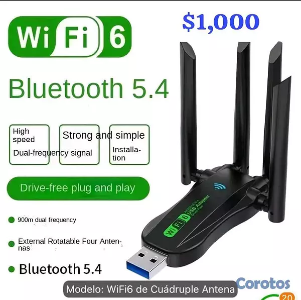 accesorios para electronica - Adaptador usb de wifi para laptop y pc 2