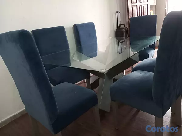 muebles y colchones - Juego de comedor de 6 sillas tapizadas. 4