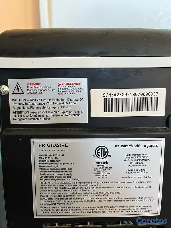 electrodomesticos - Máquina de Hacer Hielo Frigidaire Profesional  3