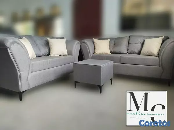 muebles y colchones - Juegos de muebles 3 piezas en color gris plata con mesita central incluida  1