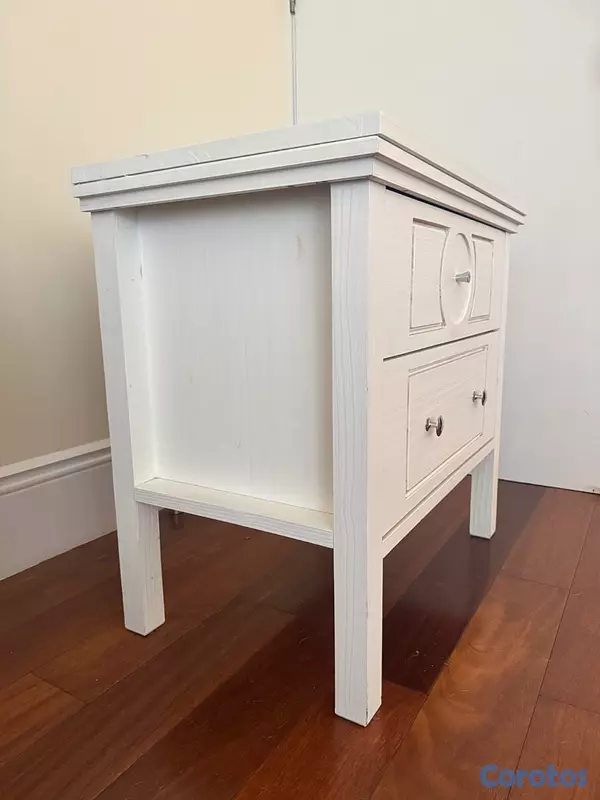 muebles y colchones - Mesa de Noche de Madera Blanca Ilumel 3