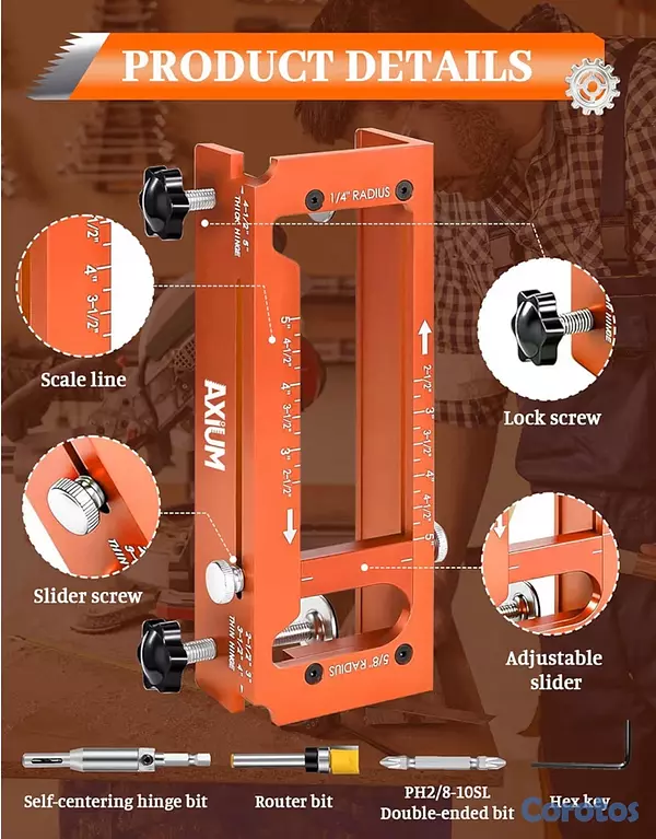 equipos profesionales - AXIUM – Plantilla de Bisagra de Puerta Ajustable de Aleación de Aluminio 4