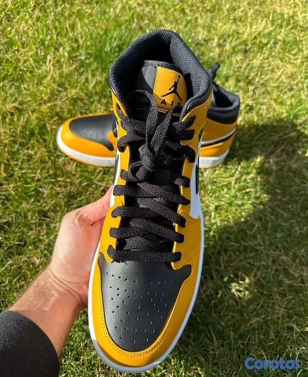 zapatos unisex - Tenis Teni Sneaker NIKE AIR JORDAN 1 MID TAXI BLACK YELLOW Original Originales🚕 7