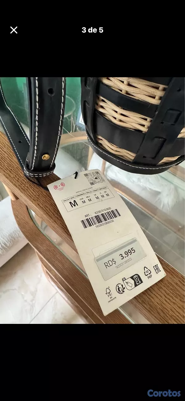 carteras y maletas - Cartera Zara Tipo Boho Elegante Negra y Natural 3