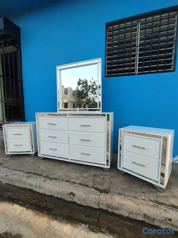 muebles y colchones - Gavetero y mesa de noche blanco moderno  4