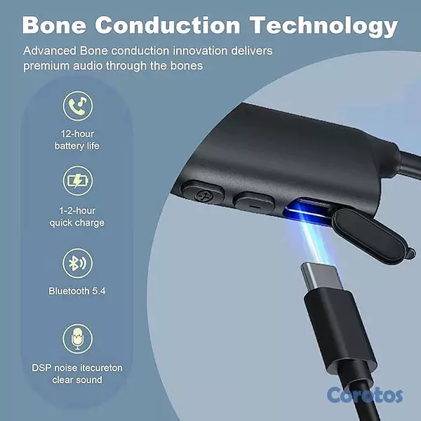 camaras y audio - Auriculares de conducción ósea, auriculares Bluetooth de oreja abierta 5