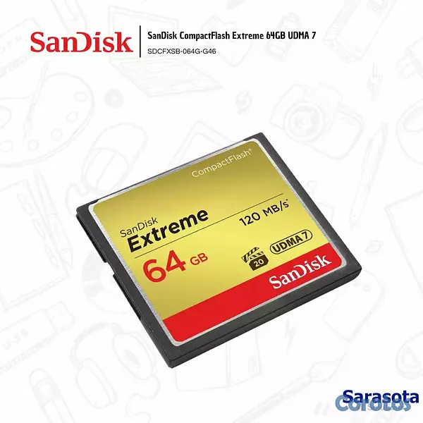 accesorios para electronica - SanDisk CompactFlash Extreme 64GB UDMA 7 3