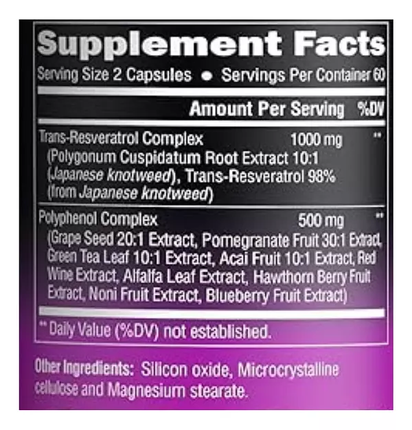 Salud y Equipamiento Médico - Resveratrol 1500mg 120 Capsulas 2