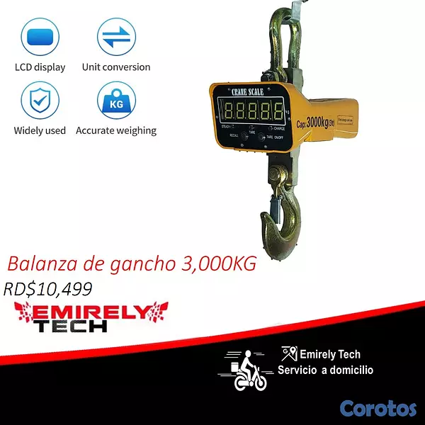 equipos profesionales - Balanza Digital Escala 3000Kg Peso gancho colgante 2