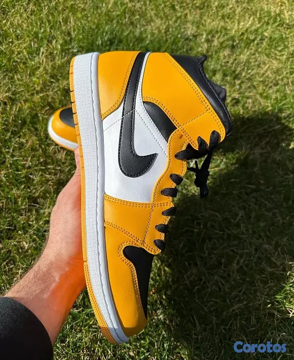 zapatos unisex - Tenis Teni Sneaker NIKE AIR JORDAN 1 MID TAXI BLACK YELLOW Original Originales🚕 8