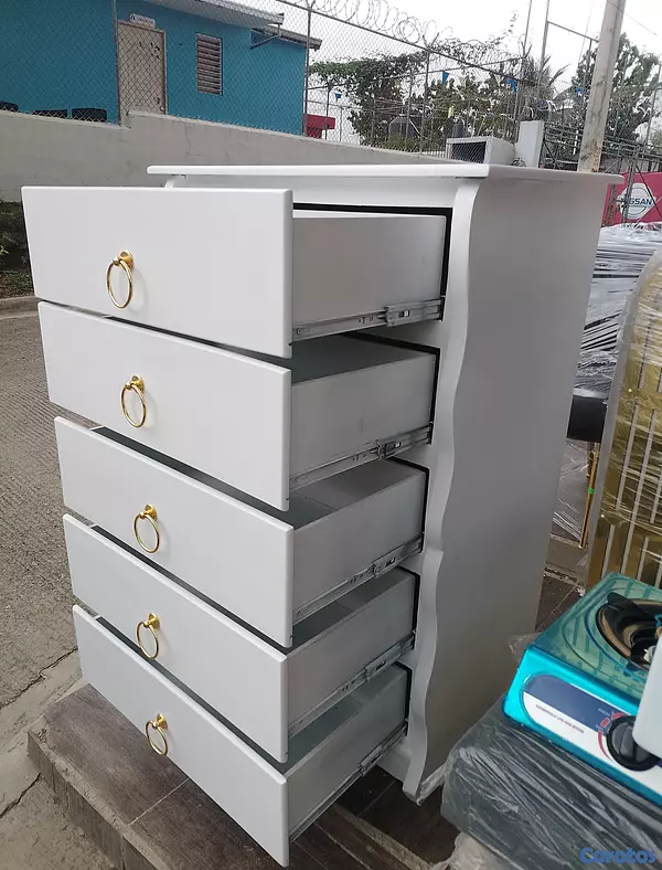 muebles y colchones - Biuro de 5 Gavetas en Madera 
Disponible en Color Blanco  6