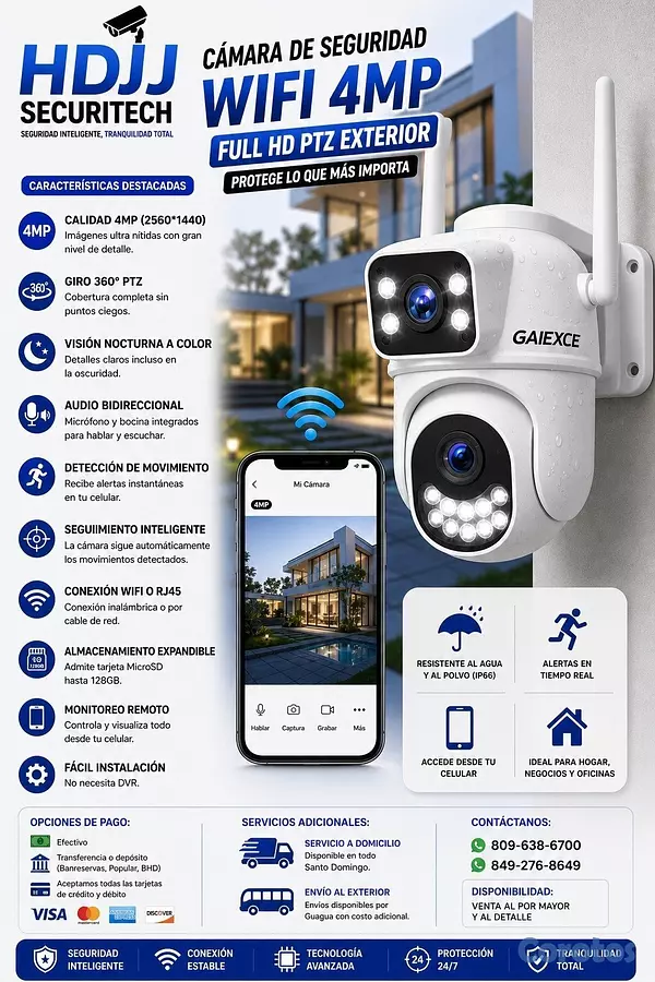 accesorios para electronica - Cámara Doble Lente 4MP Exterior - Gira 360° - WiFi 1