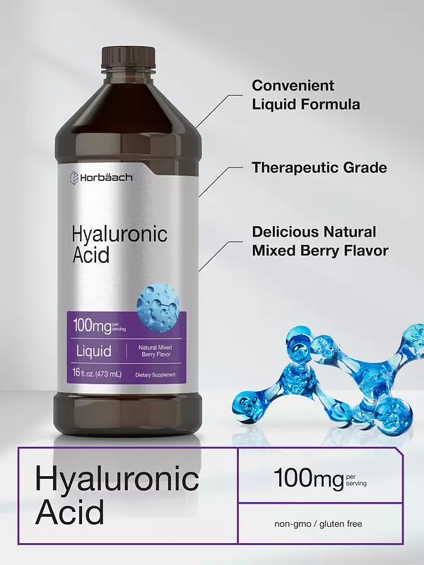 Salud y Equipamiento Médico - Suplemento Liquido De Acido Hialuronico 100mg 16onz Horbaach 4
