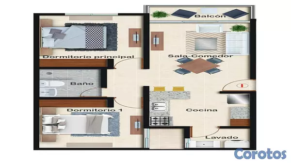 apartamentos - En Alquiler Apartamento en Bella Vista de 2 habitaciones 8