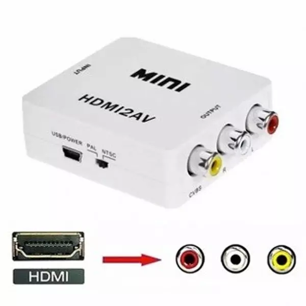otros electronicos - Adaptador Convertidor Hdmi A Rca Av Audio Video Conversor Tv HDTV2AV 2