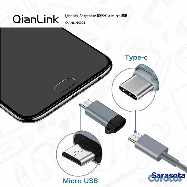 accesorios para electronica - Qianlink Adaptador USB-C a microUSB 4