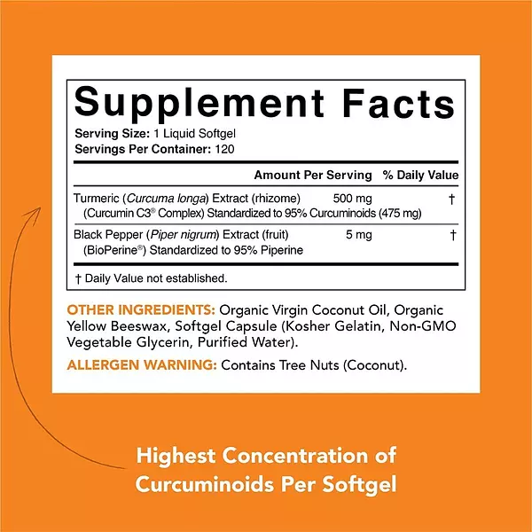 Salud y Equipamiento Médico - Curcuma 500mg 120 capsulas Sports Research 4