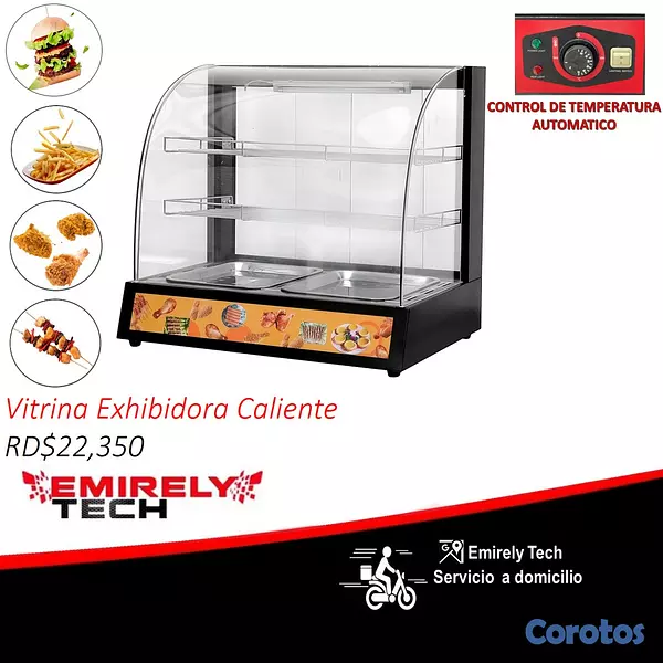 equipos profesionales - Vitrina electrica de alimentos exhibidora mostrador calentadora de comida rapida 1