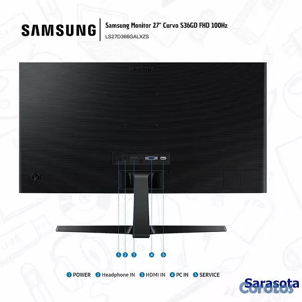 computadoras y laptops - Samsung Monitor Curvo S36GD 27" FHD 100Hz LS27D366 3