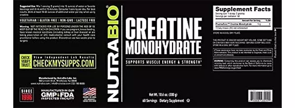 Salud y Equipamiento Médico - Nutrabio - Monohidrato De Creatina De Grado 2