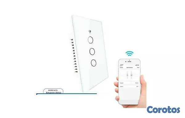 otros electronicos - Interruptor WIFI 3 conectores, contecta con Alexa y Google Home
 3