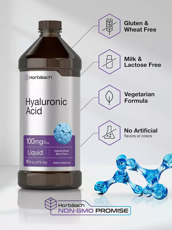 Salud y Equipamiento Médico - Suplemento Liquido De Acido Hialuronico 100mg 16onz Horbaach 5