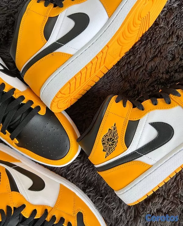 zapatos unisex - Tenis Teni Sneaker NIKE AIR JORDAN 1 MID TAXI BLACK YELLOW Original Originales🚕 3