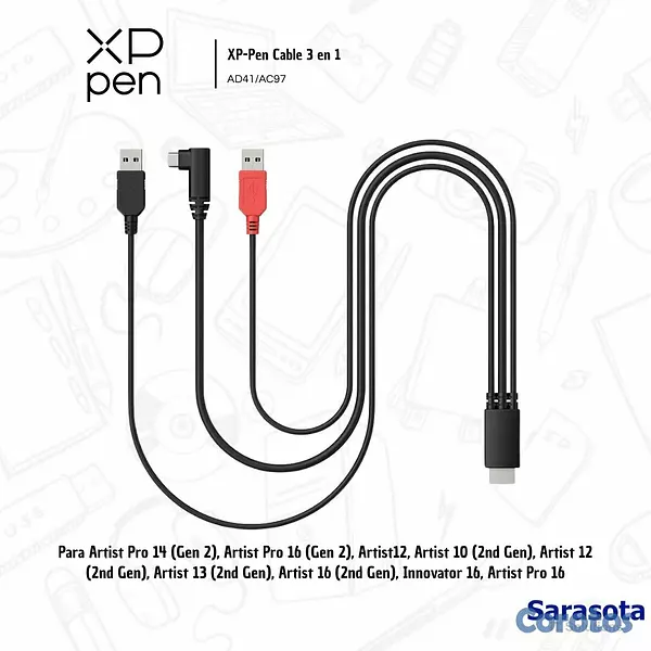 accesorios para electronica - XP-Pen Cable 3 en 1 AD41/AC97 2