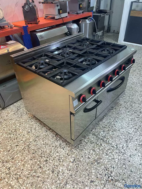 equipos profesionales - Estufa industrial comercial de 6 hornillas y horno 5