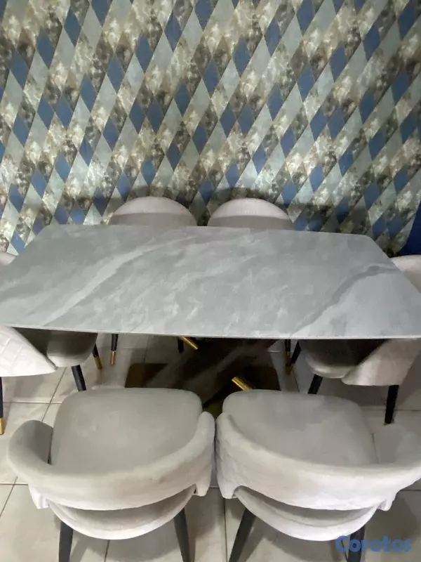 decoración y accesorios - Juego de comedor 6 sillas Gris hermoso 2